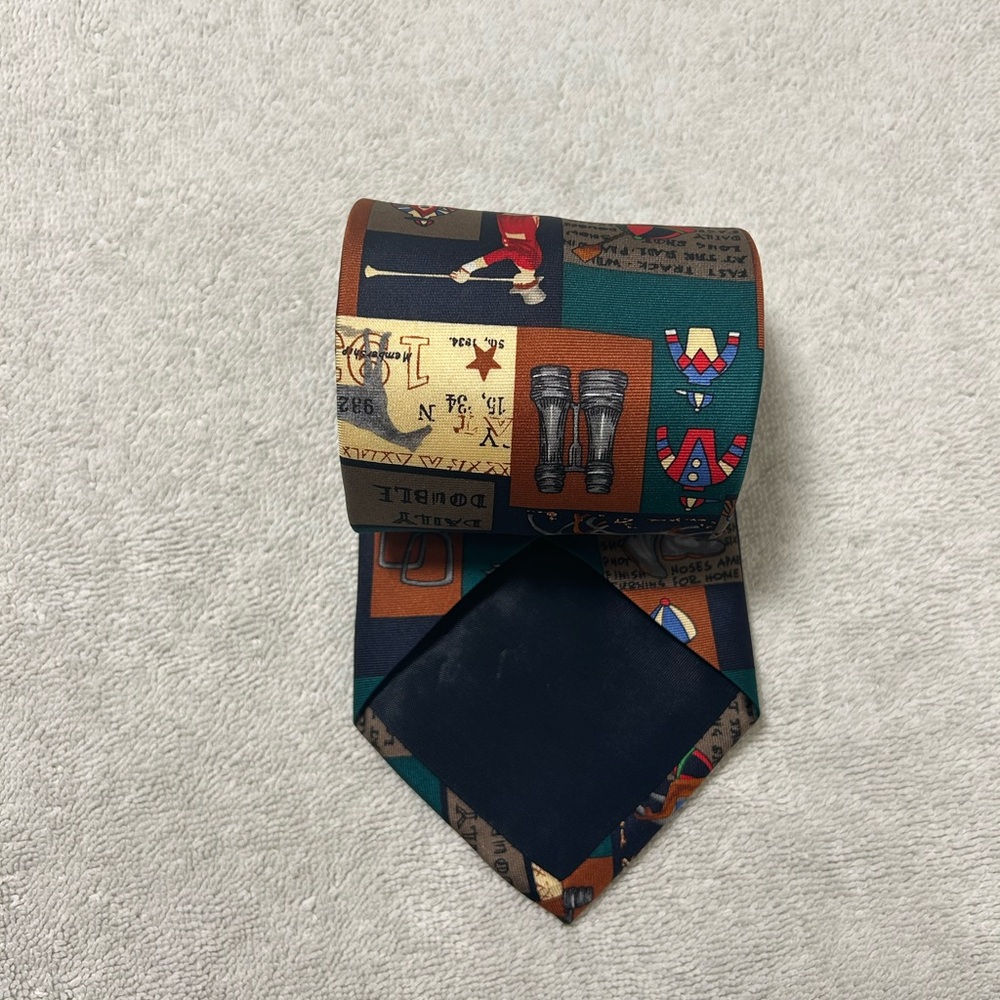 Allyn Silk Multicolor Equestrian Print Tie - Picture 4 of 4